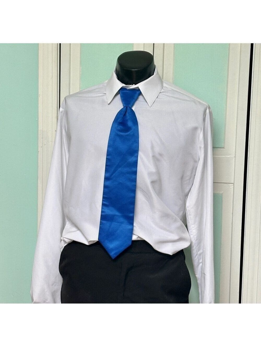 Royal Blue Sapphire Tie Wedding Prom Tuxedo Pre Tied clip adjustable